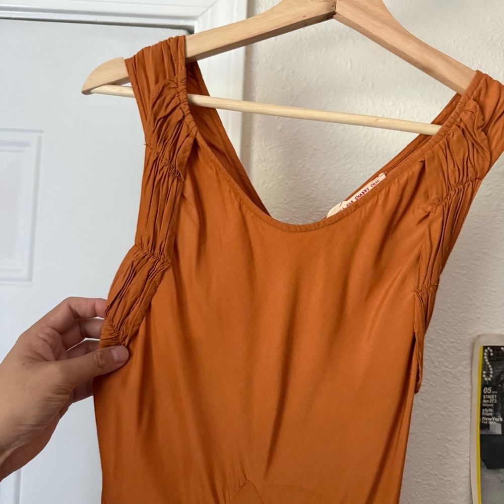 LILY ASHWELL for shabby chic rust orange v neck draped slip maxi dress - Picture 2 of 7